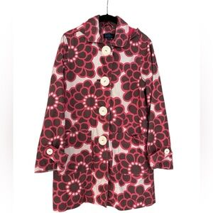 Boden Pink and Brown Floral Trench Coat